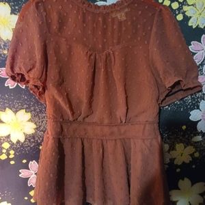 Brown Polka-dot Blouse